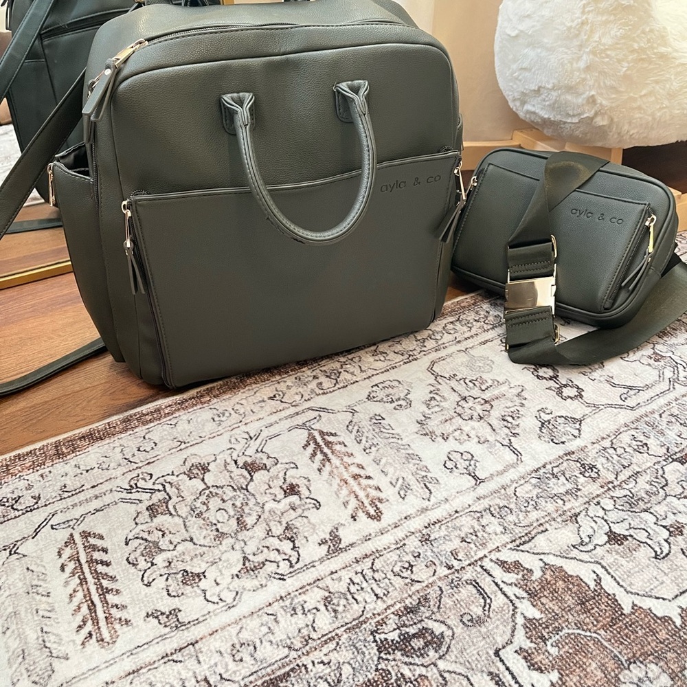 Ayla & co olive green diaper bag set